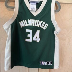 NBA Milwaukee Bucks Green and Cream Jersey